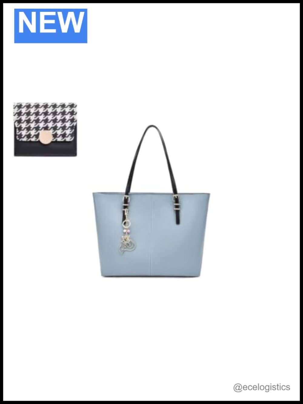 Genuine Leather Large Tote Bag for Women with Matching Slim Wallet